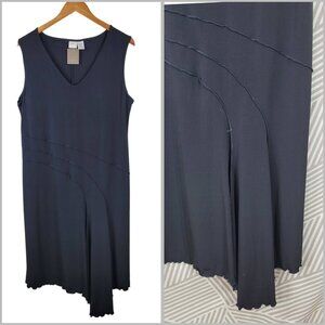 NEW Vintage Merona Dress sz XL Travel Knit Stretch Flouncy Alt Midi Assymetrical